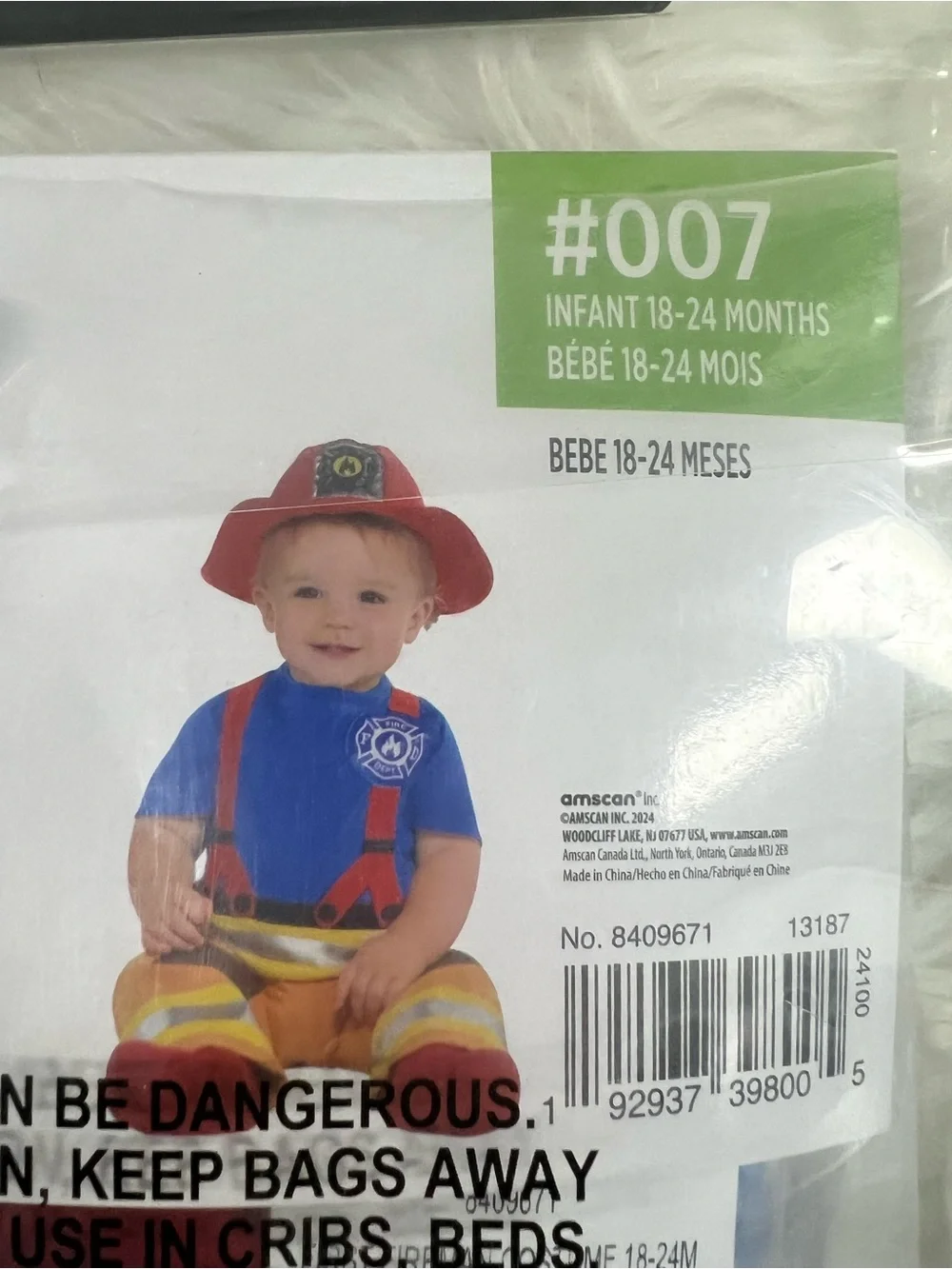 Infant Firefighter Halloween Costume - Blue Red hat Kids NEW 18-24 months